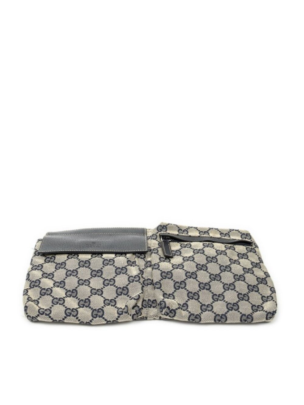 Gucci Waist Pouch Beige Navy Blue GG Canvas - Picture 3 of 5